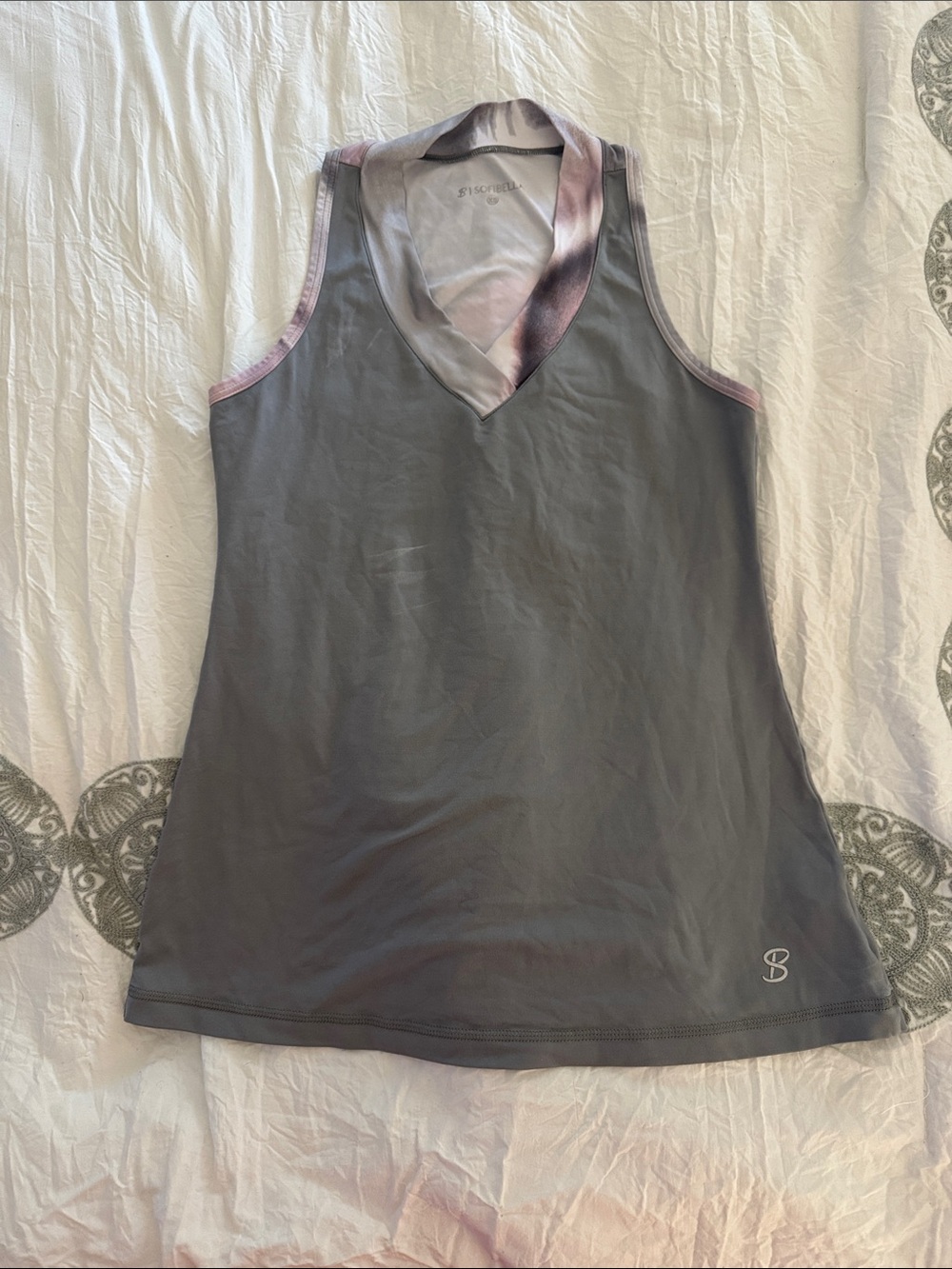 Athletic Gray V-Neck Tank with Pink Trim size XS